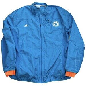 Adidas men’s 2014 Boston Marathon Celebration Jacket Teal Blue Blade Collar
